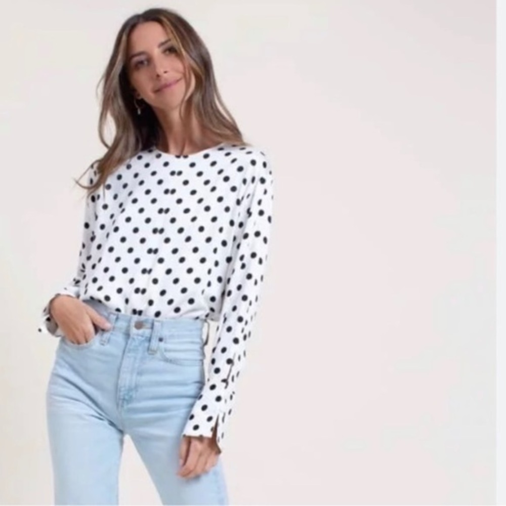 Something Navy By Arielle Charnas Easy Woven Polka Dot Top